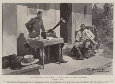 A Coronation Guest, King Lewanika of Barotseland Using the Phonograph by G.S. Amato